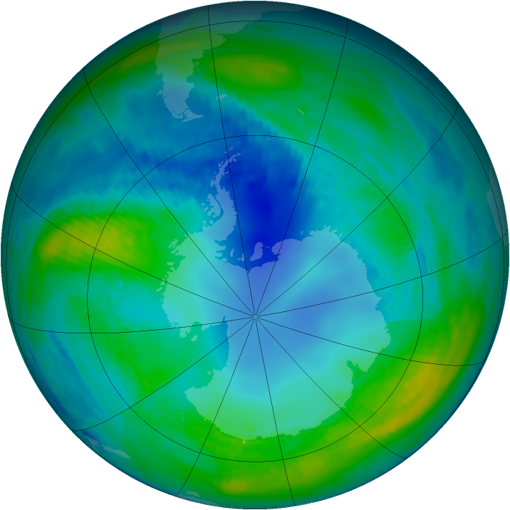 Antarctic ozone map for 03 May 1989